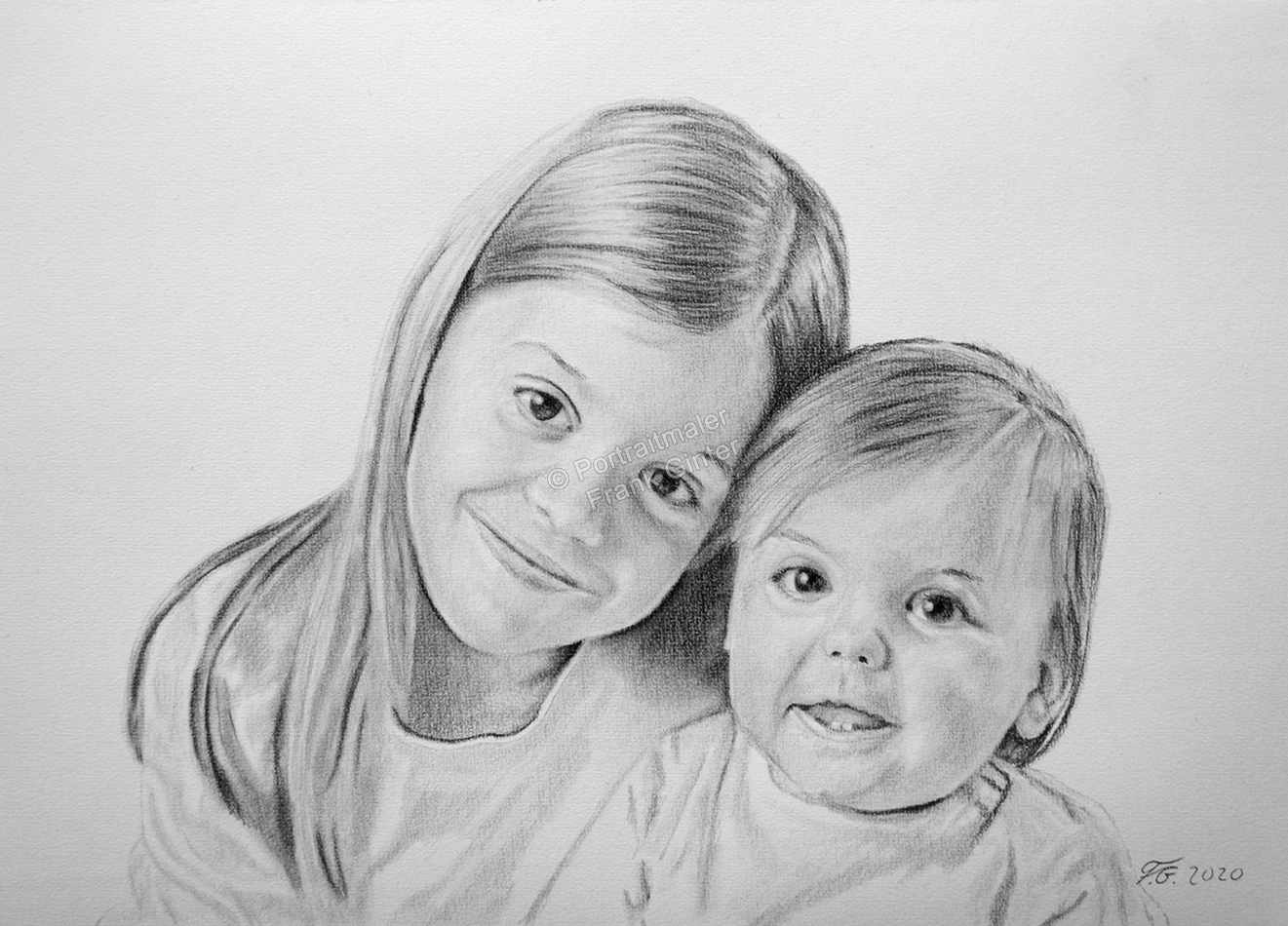 Bleistiftzeichnungen-Portraitzeichnung-Geschwister