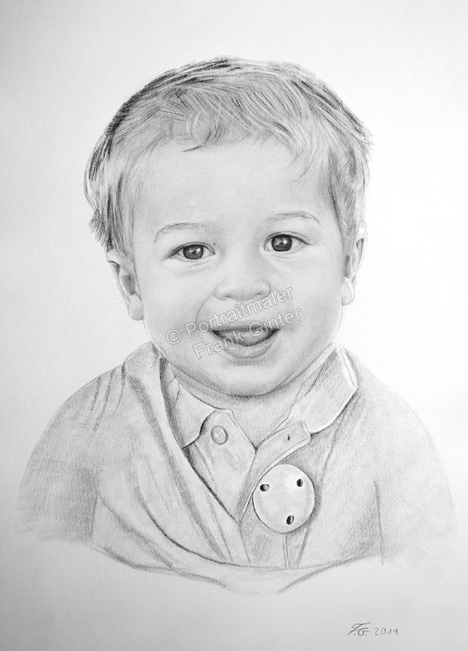Bleistiftzeichnungen, Babyportraits von handgezeichnet